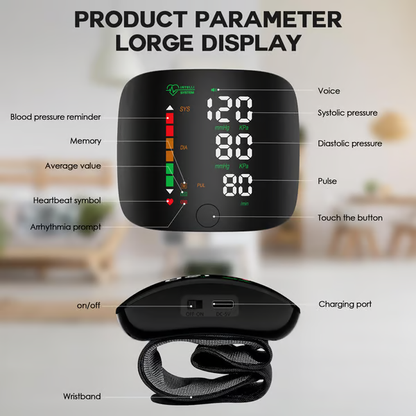 📢Last Day 49% OFF🔥[2025 Upgraded] Wrist Blood Pressure Monitor Led Display