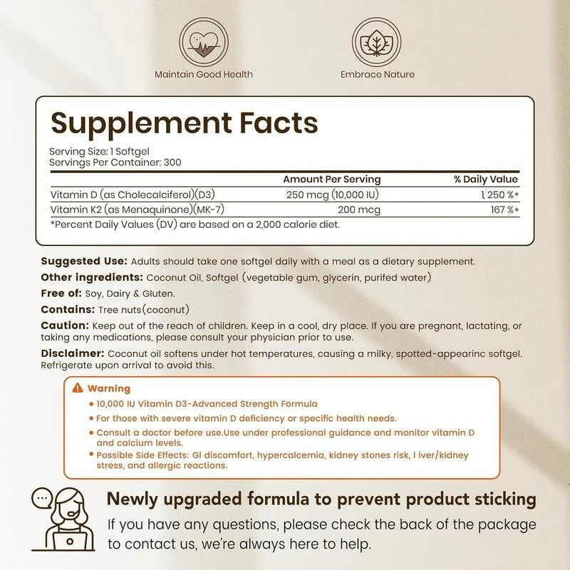Vitamin D3 K2 10000 IU - Softgels