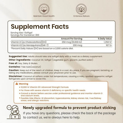 Vitamin D3 K2 10000 IU - Softgels